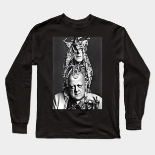 Black and White Cyberpunk Aleister Crowley The Great Beast of Thelema painted in a Surrealist and Impressionist style Long Sleeve T-Shirt